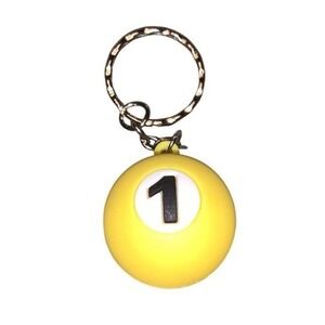 Billiard‎ Ball Keychain Number 1 Pool Keyring Novelty Kids Gift Yellow